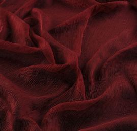 Hedvábný mušelín plise vínový