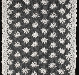 Krajka na vzorovém tylu květy slonová kost