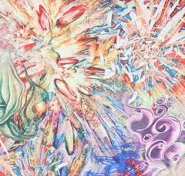 Pružný satén digitální tisk fantazie květin žlutá