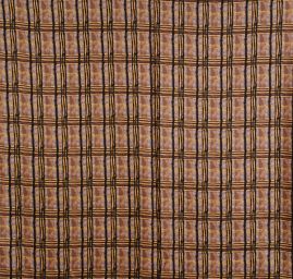 Hedvábná atlasová látka vzor kostek hnědý