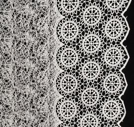 Efektní hrubá krajka květinový vzor slonová kost