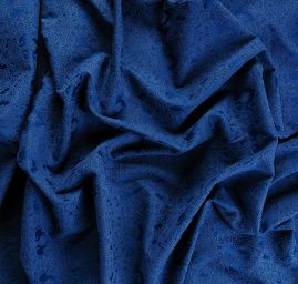 Žakárová látka bavlna směs motiv květů a ornamentu modrý