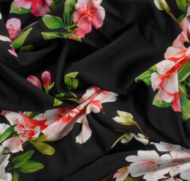 Letní viskozový úplet květy na černém