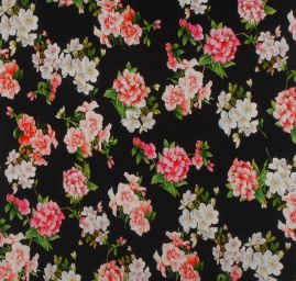 Letní viskozový úplet květy na černém