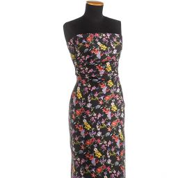 Hedvábí šatové drobné květy černé