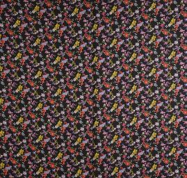 Hedvábí šatové drobné květy černé