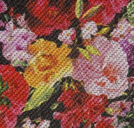 Hedvábí šatové květinová mozaika