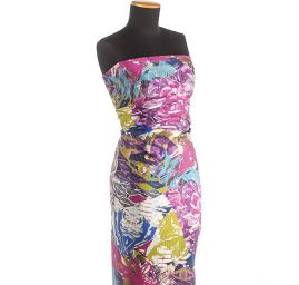 Hedvábí šatové abstraktní květinový motiv