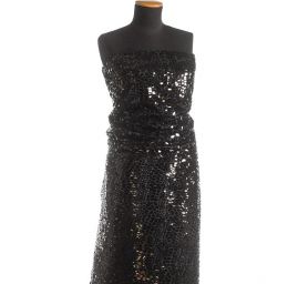 Imitace kožešiny černá s aplikací lesklých střípků