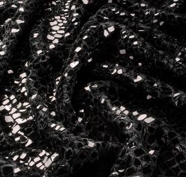 Imitace kožešiny černá s aplikací lesklých střípků