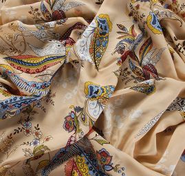 Viskozová šatová látka etno květinový vzor