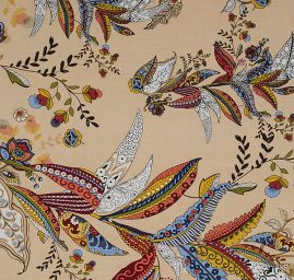 Viskozová šatová látka etno květinový vzor