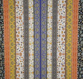 Viskozová šatová látka etno vzor proužek