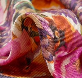 Vlněná šatová látka barevné květy