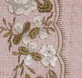 Kostýmová látka s flitrovou výšivkou květů