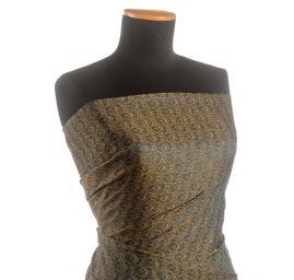 Hedvábný brokát šanžán zelenozlatý