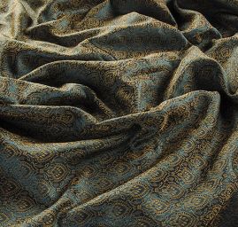 Hedvábný brokát šanžán zelenozlatý