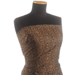 Hedvábný brokát šanžán červenozlatý květ