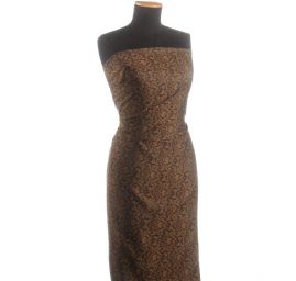 Hedvábný brokát šanžán červenozlatý květ