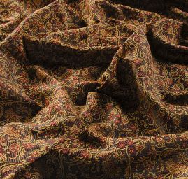 Hedvábný brokát šanžán červenozlatý květ