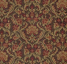 Hedvábný brokát šanžán červenozlatý květ