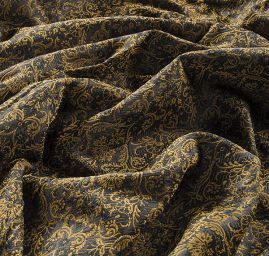 Hedvábný brokát šanžán zlatý květ