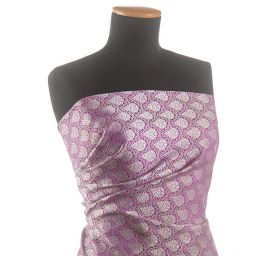 Hedvábný brokát květinový vzor fialový II.jakost