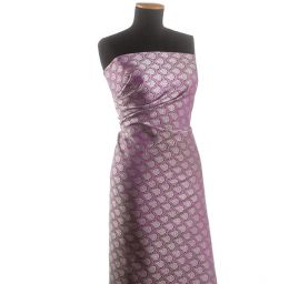 Hedvábný brokát květinový vzor fialový II.jakost