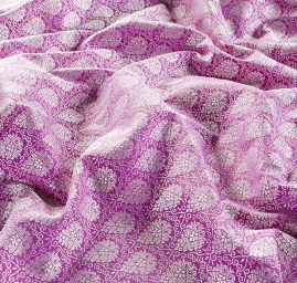 Hedvábný brokát květinový vzor fialový II.jakost