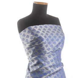 Hedvábný brokátkvětinový vzor modrý