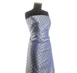 Hedvábný brokátkvětinový vzor modrý