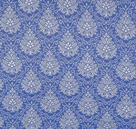 Hedvábný brokátkvětinový vzor modrý