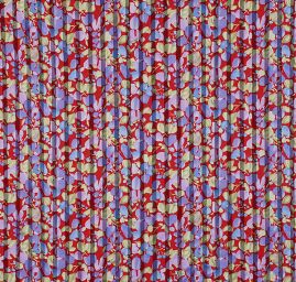 Satén šifon květinový vzor červenomodrý