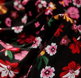 Viskozová šatovka drobný květ černá