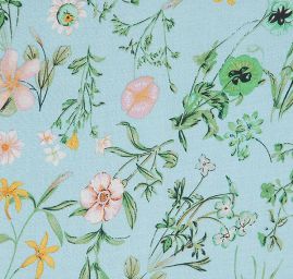 Viskozová šatovka květinový vzor světle modrá