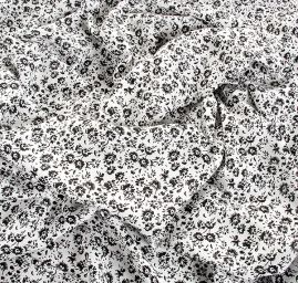 Viskozová šatovka drobný květ černobílá