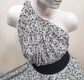 Viskozová šatovka drobný květ černobílá