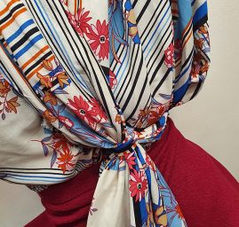 Viskozová šatovka geometrický vzor modrá