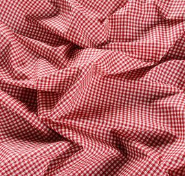 Bavlněná látka tisk vzor kostky káro červená/bílá