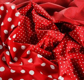 Bavlněná látka tisk puntíky červená/bílá