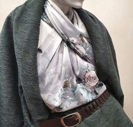 Imitace hedvábí pružný atlas růže šedá starorůžová