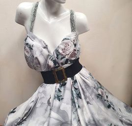 Imitace hedvábí pružný atlas růže šedá starorůžová