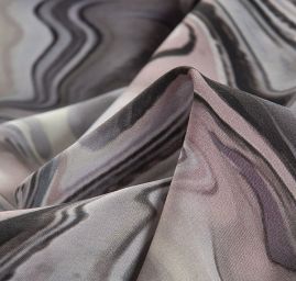 Viskozová šatová látka tisk abstrakt zelenorůžová