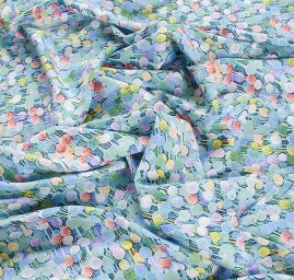 Viskozová šatová látka tisk abstrakt kapky