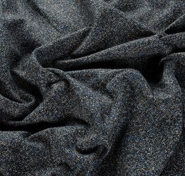 Vlněná tvídová kostýmová látka černomodrá