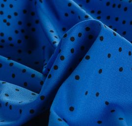 Úplet polyesterový vzor puntík modročerný
