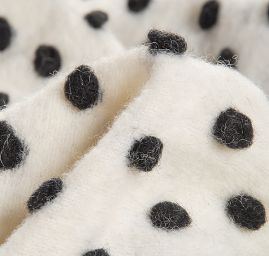 Vařená vlna art textil vzor puntíků smetanová/černá