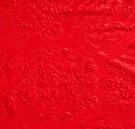 Samet plastický vzor květinového ornamentu červený