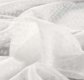Šifon vzor obdélníků flock bílý