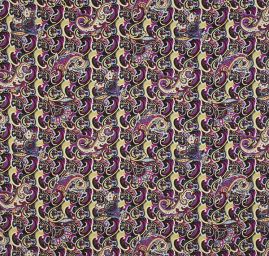 Šifon viskozový paisley vzor tm.fialový